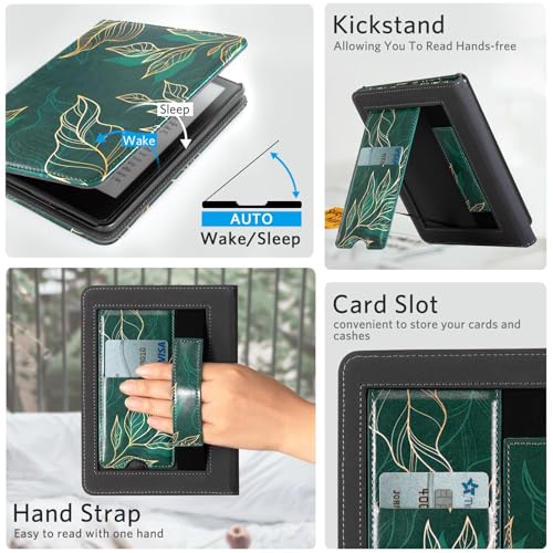 Image of CoBak Stand Case for 7 inch Kindle Paperwhite 12th Gen 2024 and Kindle Colorsoft with Hand Strap - Compatible with iPhone MagSafe, for Samsung /Belkin /Anker Wireless Charging Pads, Durable, Auto Sleep Wake