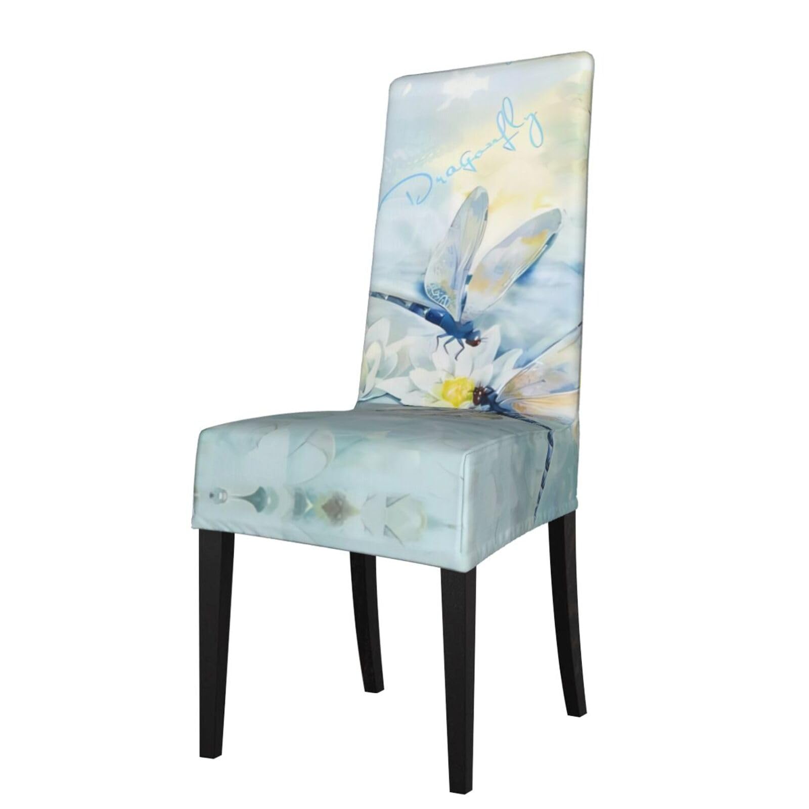 WHJDPP Dragonfly lotus Prints Protection Cover for Dining Chair - Stretchy Seat Throw Covers, Wrinkle-Free & Easy Care for Hotel, Wedding & Home Dining Chairs