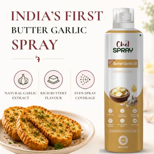 Image of ChefSpray Butter Garlic Oil Spray | Flavored Cooking Spray for Baking, Grilling & Frying | Nonstick, Mess-Free, Bag-on-Valve | Seasoning, Pan & Salad Use