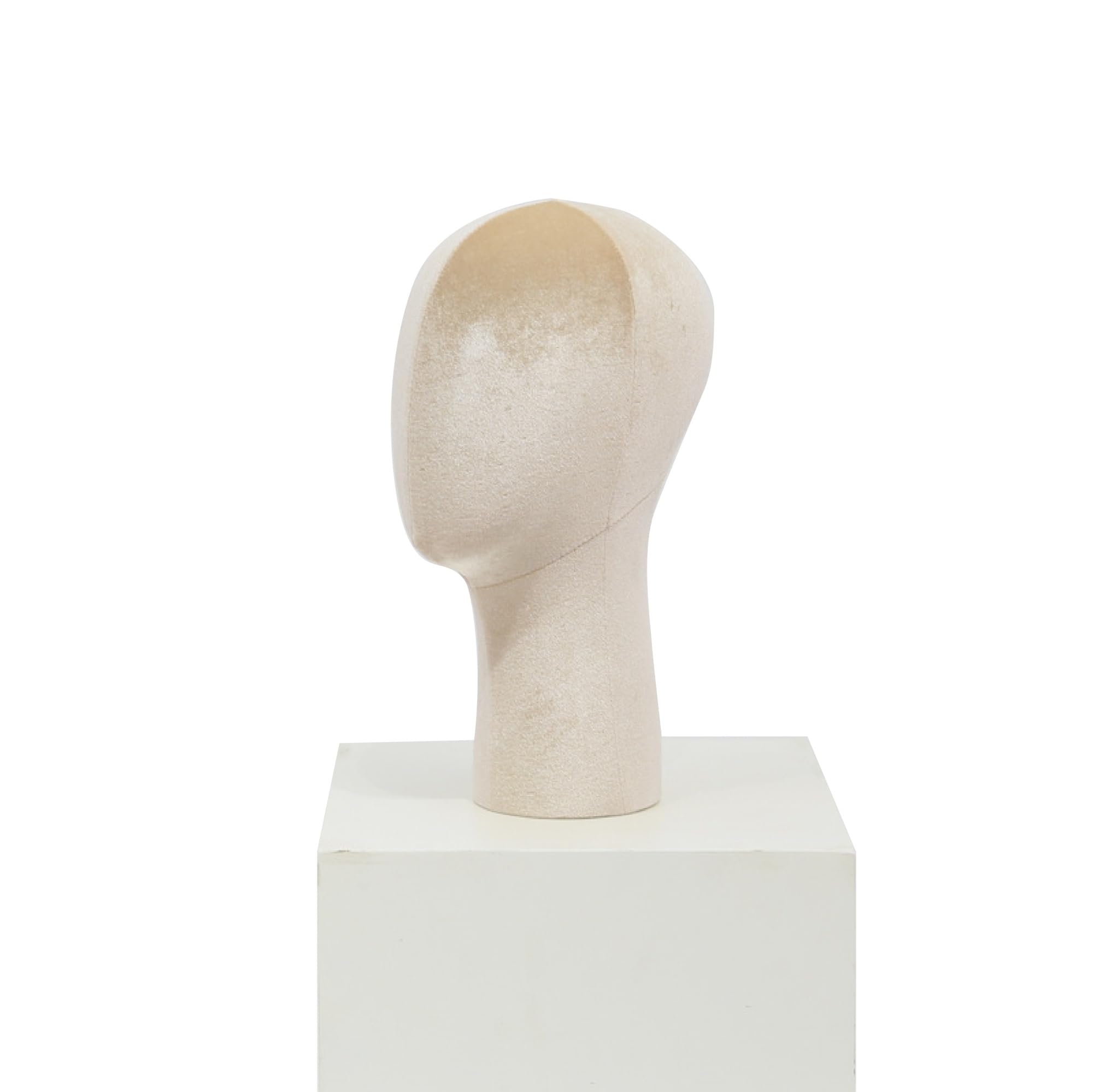 Jxjarnet Velvet Mannequin Head for Jewelry & Hats, Short & Long Neck Display Head Form for Necklaces, Earrings, Wigs, Sunglasses and Boutique Countertop(Beige,Short)