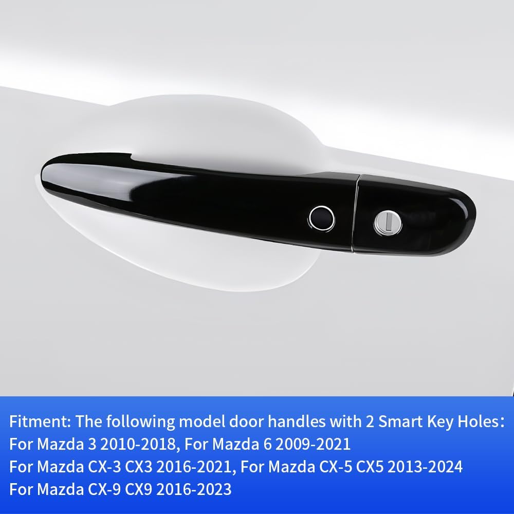 Car Door Handle Cover for Mazda CX-5 2013-2025，CX-3 2016-2021，CX-9 2016-2023，Mazda 3 2010-2018，Mazda 6 2009-2021 Auto Exterior Accessories Handle Protectors Covers 【with 2 Smart Entry Holes】