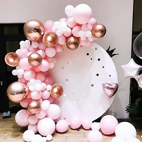 Image of RUBFAC 129pcs Rose Gold Balloons Different Sizes 18 12 10 5 Inches, Latex Balloon Garland Arch Kit for Birthday Party Valentine's Day Baby Shower Graduation Wedding Holiday Decoration