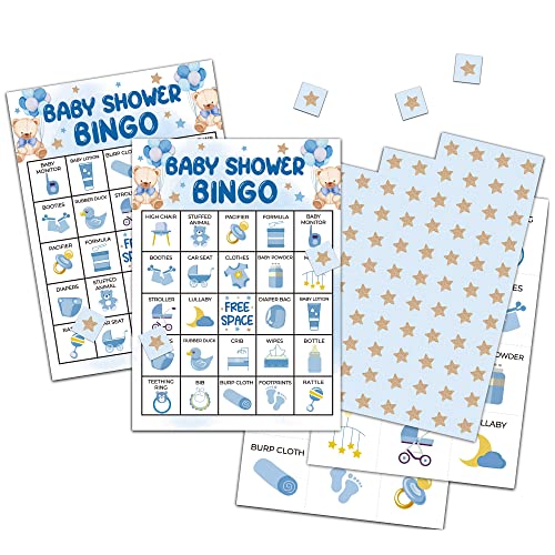 Chuxvon Balloon Bear Bingo Cards, Watercolor Blue Baby Shower Bingo Game For 24 Players, Gender Reveal Party Games, Family Friends Activities, Baby Shower Party Favors Supplies Decorations(B02) #TOP3