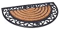 BIRDROCK HOME 18 x 30 Half Round Natural Coir and Rubber Doormat with Scroll Border - Natural Fibers - Outdoor Doormat - Keeps Your Floors Clean - Decorative Design - Brush Coir