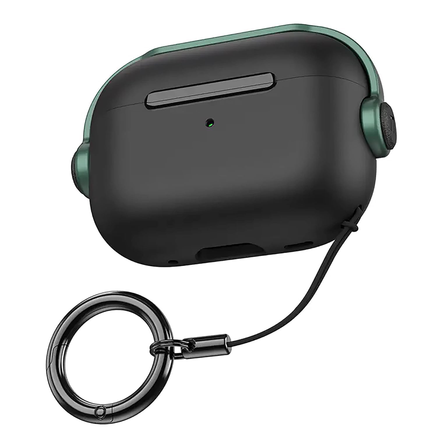 NEWTECHNO Antilost Lid Case Cover Shell for Airpods pro 3 (2025)| Full Protection Case Cover with Lanyard Compatible for Airpods Pro 3rd Generation with carabaner, Secure Lock Design, Black-Green