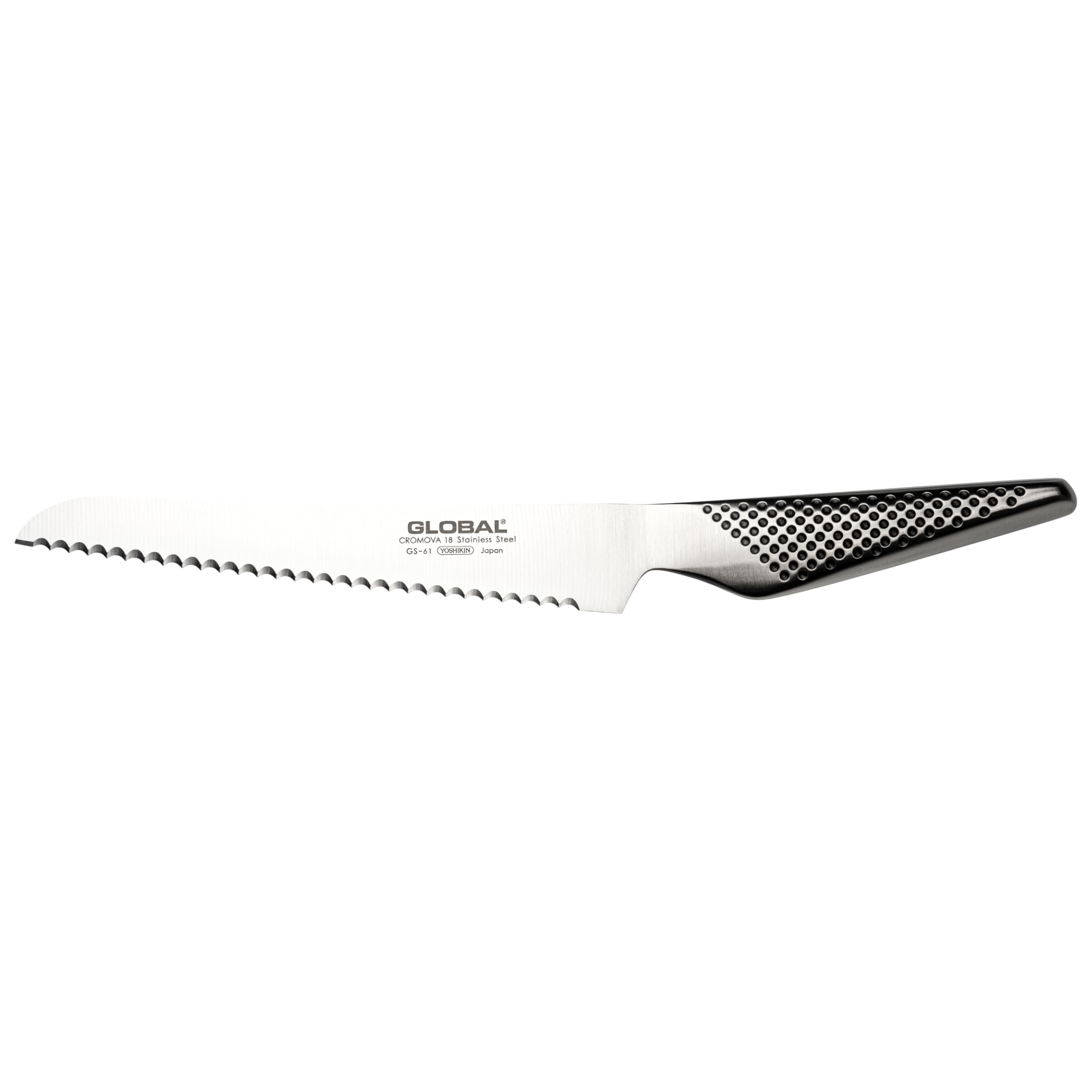 Global Silver Gs-61 Bagel/Sandwich Knife 16Cm Blade, Japanese Small Bread Knife For Slicing Sourdough Bread, Ultra Sharp Stainless Steel Serrated Knife For Homemade Bread, Made In Japan