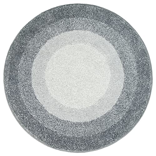 Castage Gray Bathroom Rugs Small Round Bath Mat Modern Boho Circle Bath Rug For Bathroom Decor Absorbent Microfiber Washable Carpet For Shower Floor Tub Apartment White Sliver 32’’ Diameter cover