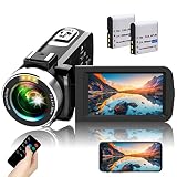 4K Video Camera Camcorder with IR Night Vision, WiFi Digital Camera, 18X Digital Zoom, Vlogging Camera for YouTube, Kids Video Camera, Built in Microphone, Remote, 2X Batteries
