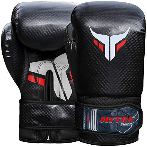 Mytra Fusion Boxing Gloves for Men, Women & Junior Training, Punching Bag, Sparring, Kickboxing, Fighting, Muay Thai, Bag Gloves (Black, 6-OZ)