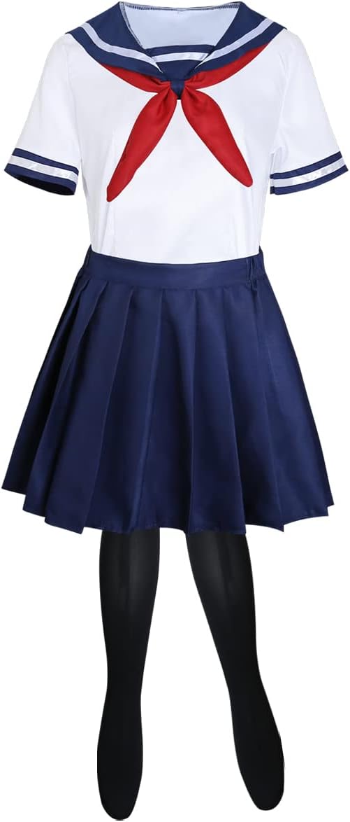 MYUPDALIN Japanese Short Sleeve Sailor Uniform Pleated Skirt Set with Socks Halloween Anime Cosplay Costumes for Women