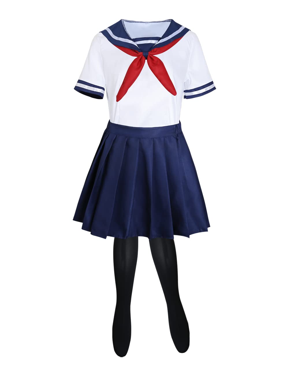 MYUPDALIN Uniforme giapponese a maniche corte da marinaio con gonna a pieghe con calzini, costume per Halloween e cosplay di anime, da donna