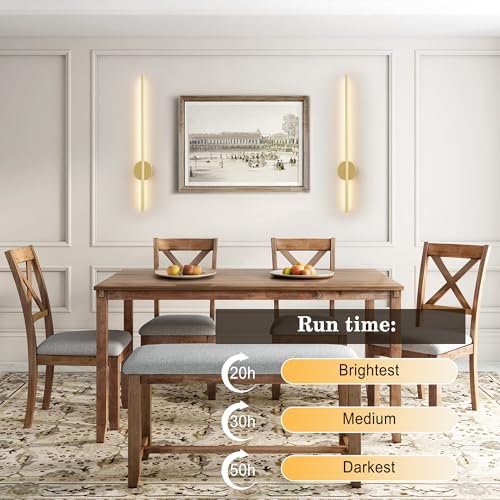 Image of Battery Operated Modern Wall Sconces,Dimmable Wireless Wall Light Set of Two with Remote Control,3 Color Temperatures,Rechargeable LED Wall Sconce for Bedroom,Living Room,Hallway,23.6 Inch, Gold