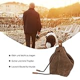 TMBMLPP Leckerlibeutel für Hunde, Futterbeutel Hunde, Schrumpftaschen mit Clip Schnalle, Hundebeutel Leckerli, Futtertasche, für Haustierspielzeug (Gehen -Braun)