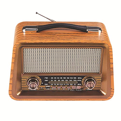 Radio rétro portable en bois pour musique de salon et pique-niques vintage