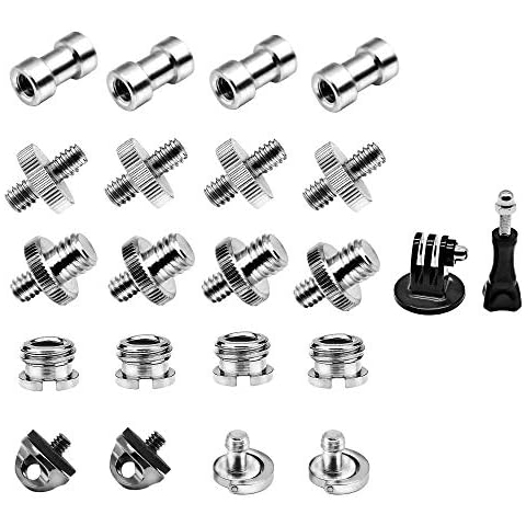 22pcs Camera Tripod Screw Adapter, 1/4 to 1/4 Screw, 1/4 to 3/8 Tripod Screw Adapter, Threaded Screw Adapter, 1/4 D-Ring Screw, Tripod Adapter Holder Cover