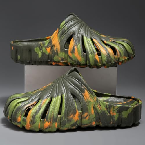 Image of Monstera Slippers, Variegated Monstera Shoes, Non-Slip Soft Lightweight Bathroom Slides Unisex