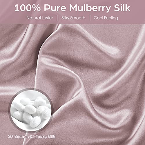 Veaken Silk Pillowcase For Hair And Skin, 2 Pack 100% Mulberry Silk Pillowcase 25 Momme, 600 Thread Count, Both Side Pure Silk Pillow Cover With Hidden Zipper (Apricotgray, King 20''×36'') #TOP2
