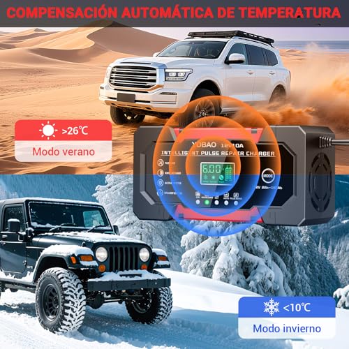 Miniatura 7 de Ydbao Cargador Baterias Coche 12v 10a Cargador De Baterias Coche Y Moto Inteligente Con Reparación Y Pantalla Lcd Y Múltiples Protecciones Cargadors De Batería Para Auto,Moto, Camión, Agm, Sla, Gel