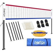 2025 Upgraded Portable Outdoor Volleyball Net Set with Adjustable Height Aluminum Poles, Volleyball Net for Backyard, Anti-Sag Design, Portable Volleyball Net for Backyard,Grass and Beach