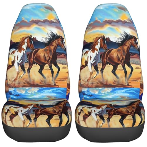 Housses de siège chevaux sauvages respirant pour protection de sièges de voitures lot de 2