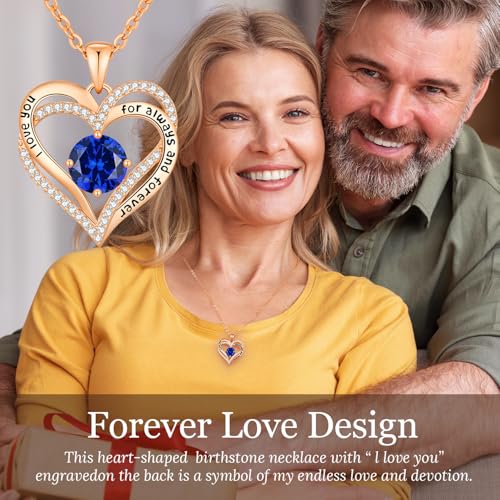 CDE Forever Love Heart Necklaces for Women, Mom, Girlfriend, Wedding Anniversary Birthday Mother Day Gift for Wife Girlfriend Jewelry with Birthstone Pendant4