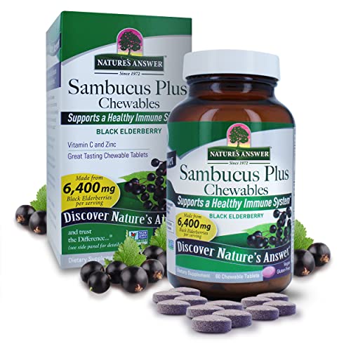 Nature's Answer Sambucus Chewables 60 Count | Non Gmo | Gluten Free| Vegan | Great Tasting |Made In The Usa | Immune Support | Elderberry Antioxidant | Daily Immune Boost #TOP19