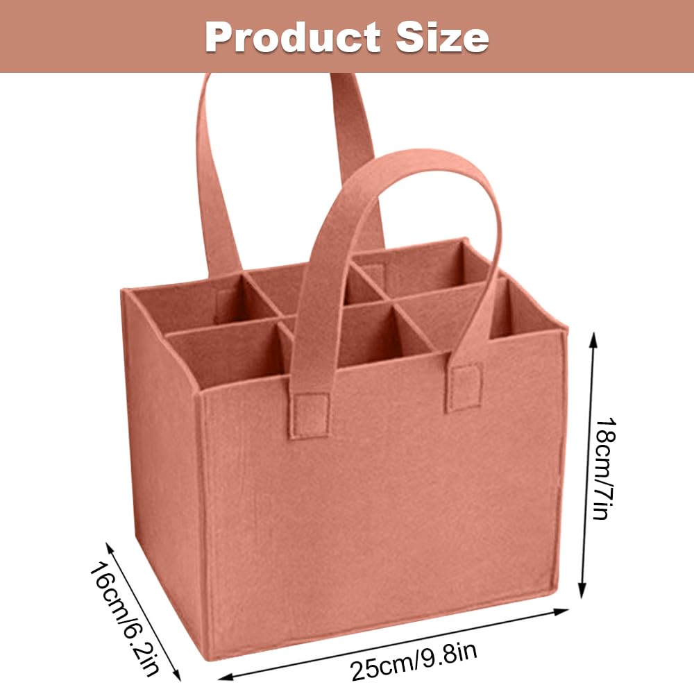 Wine Bottle Carrier Felt, 6-Compartment Bottle Bag, Portable Wine Tote Carrier, Wine Bottle Holder for Travel Picnic - Image 2