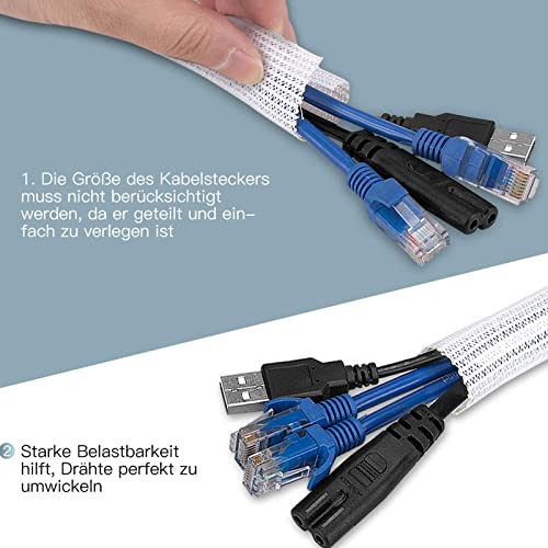 Image of AGPTEK Cable Sleeve, 20ft - 4 /5 inch Cable Management Desk Cord Cover Organizer Wire Hider for Home Office Computer TV Wire Loom Tubing Pet Proof Cord Protector from Cat Dog Chewing, White