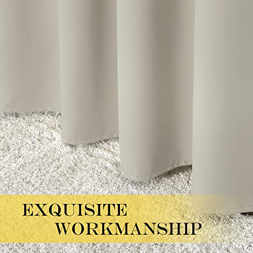 NICETOWN Blackout Kitchen Curtains 45 inch Length - Grommet Thermal Insulated Solid Vertical Drapes Room Darkening Sound Reducing for Bedroom, Natural, 1 Panel, W52 x L45