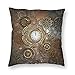 HZLM Rusty Steampunk Housse de coussin carrée douce décorative 45 x 45 cm