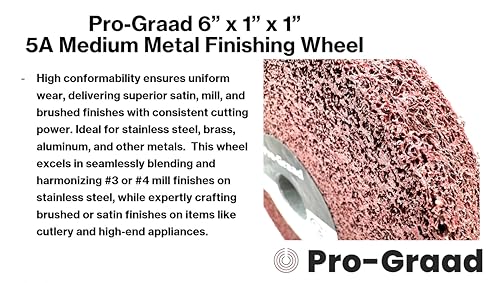 metal finishing wheel  6 x 1 x 1 5a medium grit  aluminum oxide  maroon metal finish convolute wheel  for 3 amp 4 brush satin and mill finishes  01862 - pack of 1