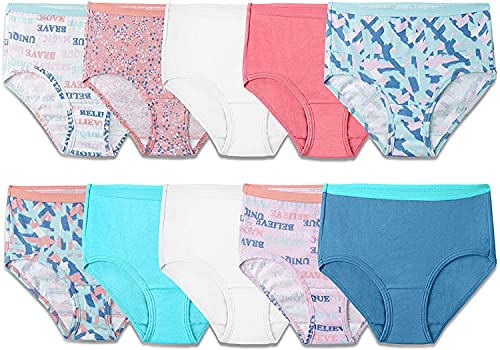 La Mejor Selección de Niñas en Ropa Interior comprados en linea. 45 Fruit of the Loom Ropa interior de algodón para niña de talle bajo, Paquete de 10 unidades, varios colores., 14