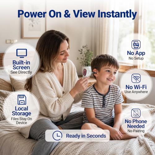 Otoscopio con luz, sin necesidad de app, pantalla HD, cámara para oído para familia miniatura 2