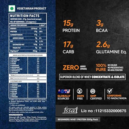 Image of Asitis Nutrition ATOM Beginners Whey Protein 500g | Accelerates Muscle-building | Increases Body Strength