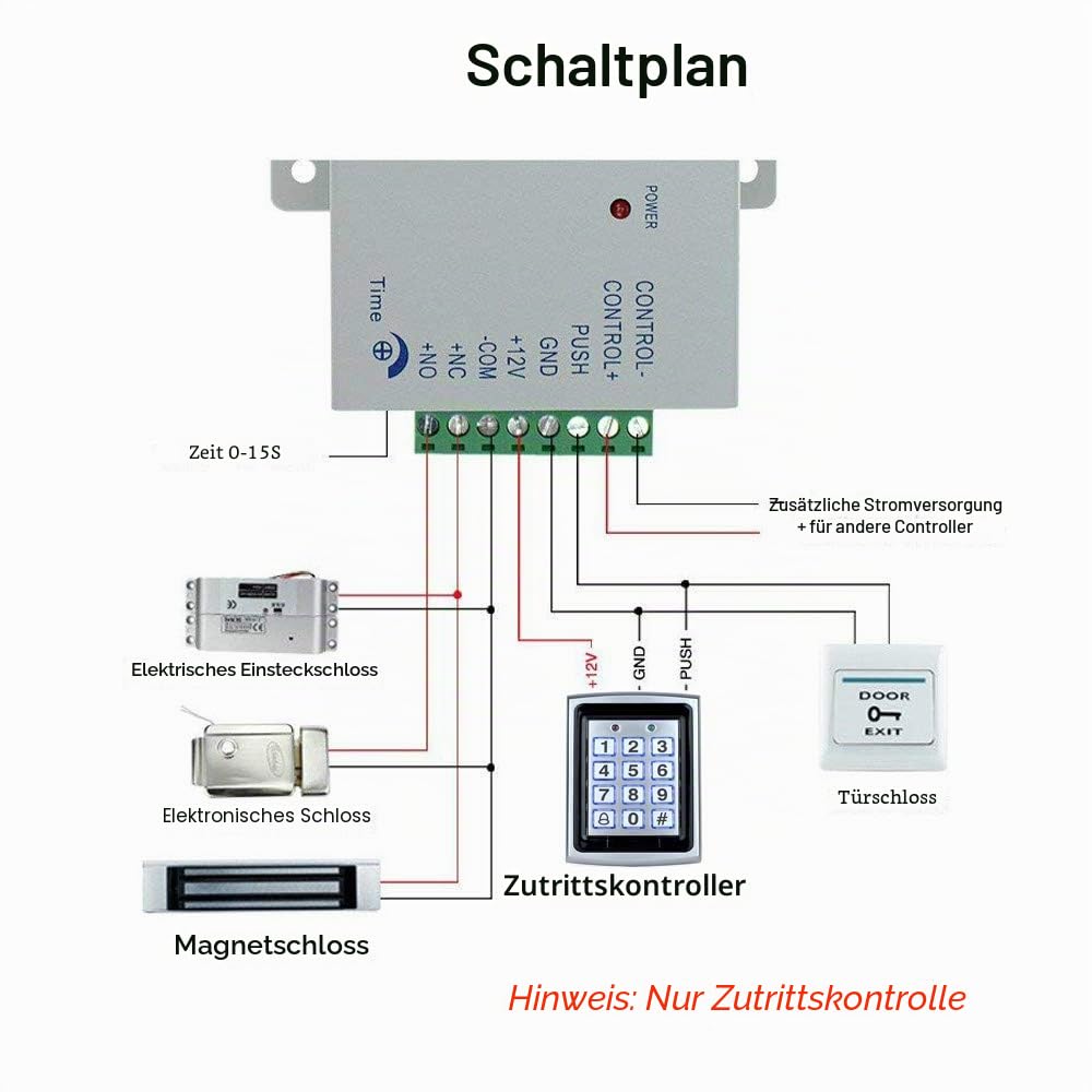YAVIS Kit programmierbare RFID Zutrittskontrollsystem Metall Controller Tastatur, wasserdichte Schale, 180kg elektromagnetisches Schloss, 3A Netzteil, Ausgangstaste, Schlüsselanhänger ID 10 Stück