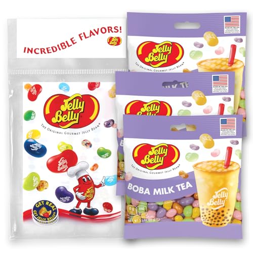 Jelly Belly Boba Milk Tea Jelly Beans, 3.5 oz Grab & Go Bags - Pack of 3 sold in Jelly Belly Bag