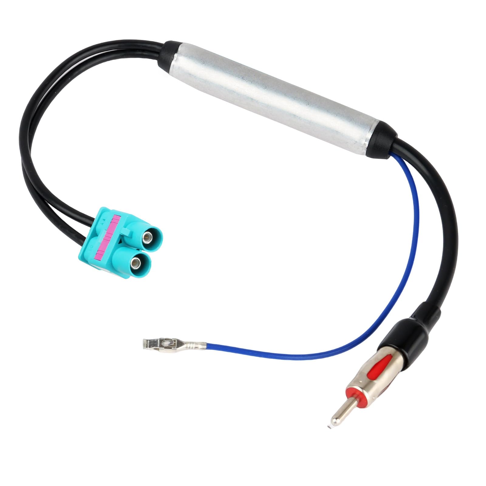 Adaptador Antena Doble Fakra Z a DIN para Coche Amplificador Antena de Señal Dual FakraZ a DIN con Phantomspeiseadapter Fakra Adaptador 2 a 1 Mejora Señal FM AM Compatible con VW Volkswagen Skoda Seat
