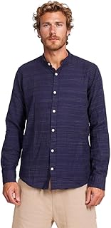 قميص سادة بتصميم حديث بأزرار للرجال من ريفين، أزرق كحلي