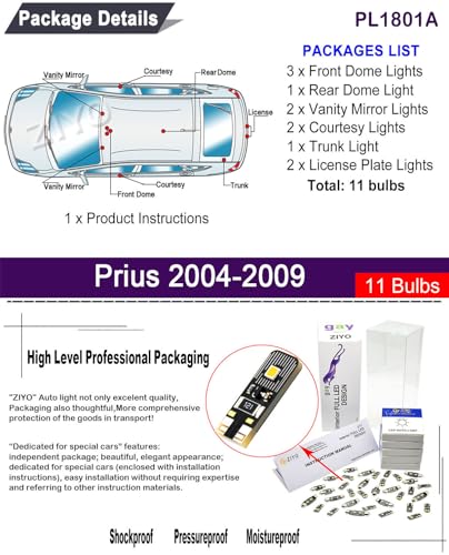 Kit de luces LED para Toyota Prius 2004-2009, 11 bulbs miniatura 2