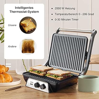 RELAX4LIFE 3 in 1 Sandwichmaker & Kontaktgrill & Paninimaker, 2000W Sandwichtoaster mit Antihaftbeschichteten Platten… – Bild 6