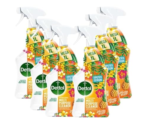 Dettol Hawaiian Breeze Antibacterial Multipurpose Cleaning Spray | Limited Edition | 1litre Bottles (Pack of 6)