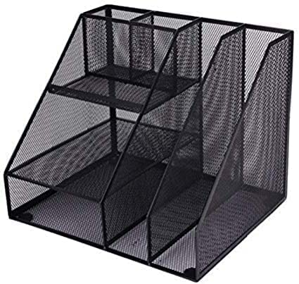 BLAPOXE Multi-Purpose Mesh Metal Stationery Stand File Rack Storage Box Desktop Office Storage File Rack