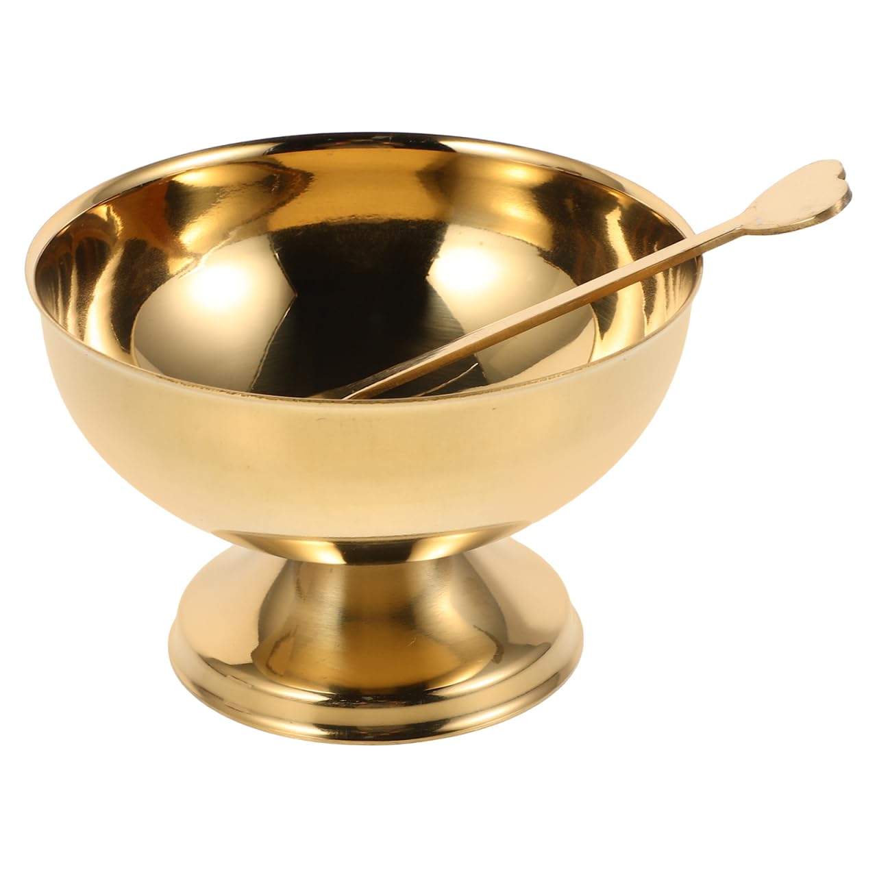 NOLITOY Stainless Steel Ice Cream Cup, Reusable Footed Dessert Bowl for DIY Yogurt Fruit Salad Parfait Pudding (Golden)