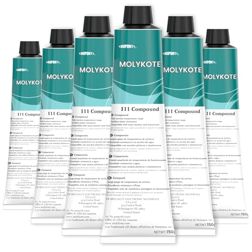 6pcs Molykote 111 Compound Valve Lubricant and Sealant 150g 5.3oz, Silicone Grease for O-Rings, Plug Valves, Seal & Protect Rubber & Plastic Components, Water Resistant, Low Volatility