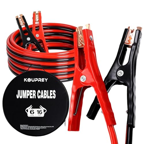 6 Gauge Jumper Cables 12 FT, Booster Cable for Car, SUV and Trucks Battery, Heavy Duty Automotive Booster Cables for Jump Starting Dead or Weak Batteries with Carry Bag