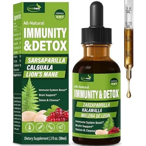 Verdeherb Sarsaparilla & Kalawalla Root (Polypodium Leucotomos) Immunity & Detox Drops, Natural Herbal Immune Support Formula w/Lion's Mane. Gotas de Zarzaparrilla, Cardo Mariano y Melena. 2oz Cover