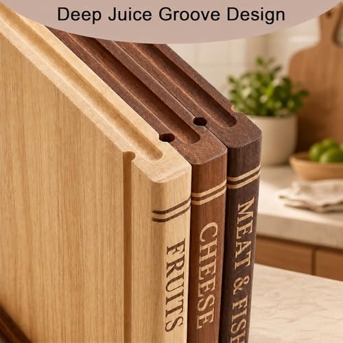 Juego de 3 tablas de cortar libro con soporte de madera miniatura 3