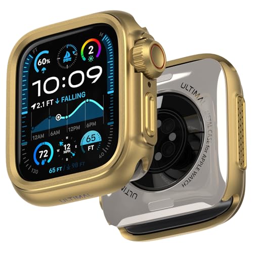 Image of ULTIMAL Metal Case Compatible with Apple Watch Series SE3 /SE2 /SE /6 /5 /4 44mm with Back Cover, Military Grade Shockproof Protective Case, Rugged Cover for iWatch 44mm (Gold)