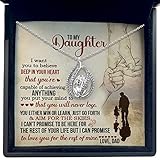 TRYNDI To My Beautiful Daughter Necklace, Valentines Day Gift for Daughter, Gifts from Dad to Daught