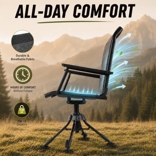 Image of TIDEWE Hunting Chair with Seat Cover, 360 Silent Swivel Seat, Standard